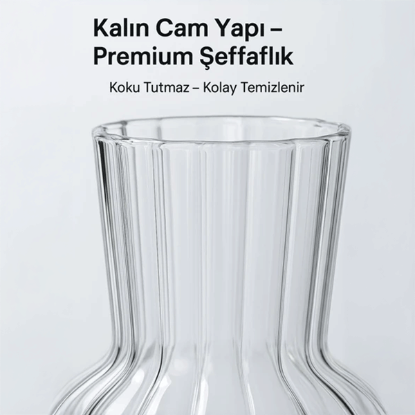 Minimal Borosilikat Cam Vazo & Bardak, 500 ml Ters Mantar Model, Isıya Dayanıklı Çok Amaçlı Tasarım
