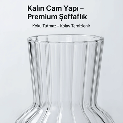 Minimal Borosilikat Cam Vazo & Bardak, 500 ml Ters Mantar Model, Isıya Dayanıklı Çok Amaçlı Tasarım