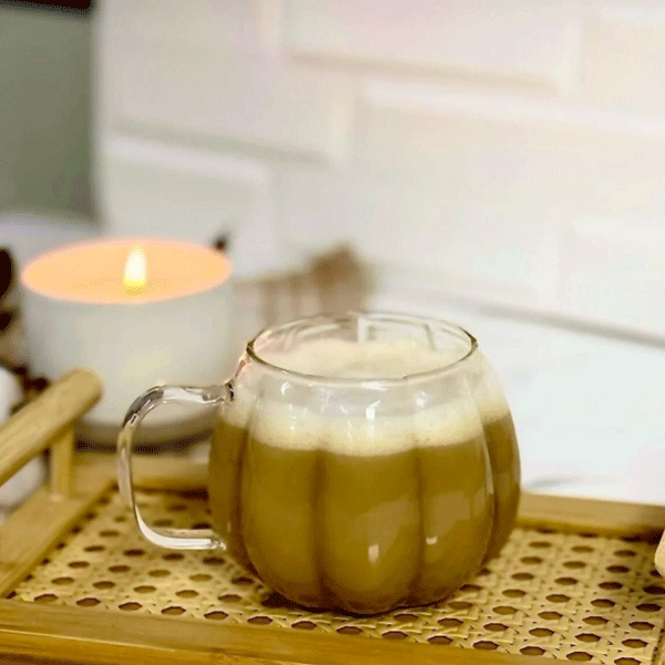 Bal Kabağı Borosilikat Kahve Sunum Bardağı, Isı Dayanıklı Kulplu Bardak (450 ML) Civelek