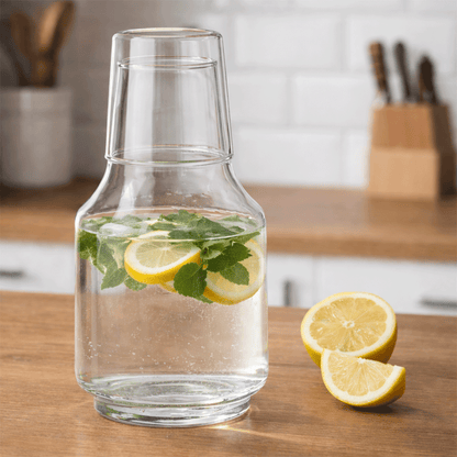 Bardaklı Borosilikat Cam Sürahi 1.75 Litre | Isıya Dayanıklı Şeffaf Su ve Soğuk İçecek Sürahisi