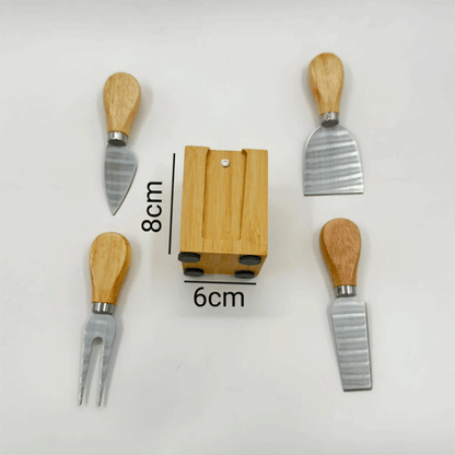 Bambu Stantlı 4'lü Peynir Bıçağı Seti, (6x8x13CM)