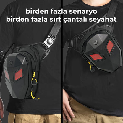 Çift LED Ekranlı Mini Bacak Çantası – Göz Tasarımlı, Ayarlanabilir Askılı, Unisex Teknolojik Çanta