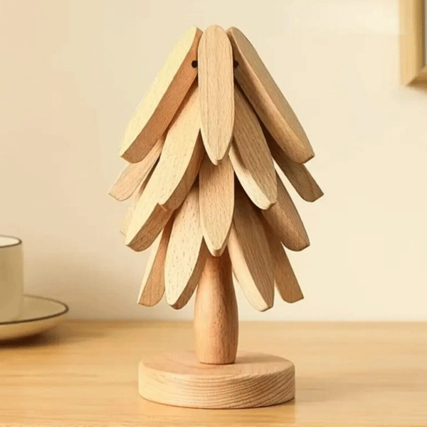 Bambu Nihale Seti, Standlı 4'lü Isıya Dayanıklı Bardak ve Tencere Altı Katlanır Nihale