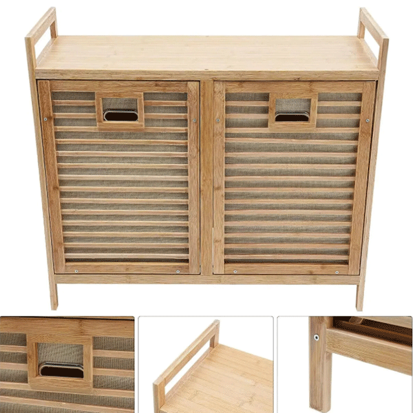 Bambu 2 Bölmeli Kirli Sepeti, Bambu Çamaşır Sepeti (78X72X30CM)