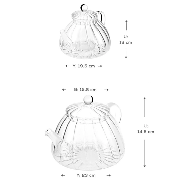 Modern Borosilicate Heat-Resistant Glass Teapot Set 600 ml + 1000 ml