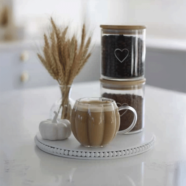 Bal Kabağı Borosilikat Kahve Sunum Bardağı, Isı Dayanıklı Kulplu Bardak (450 ML) Civelek