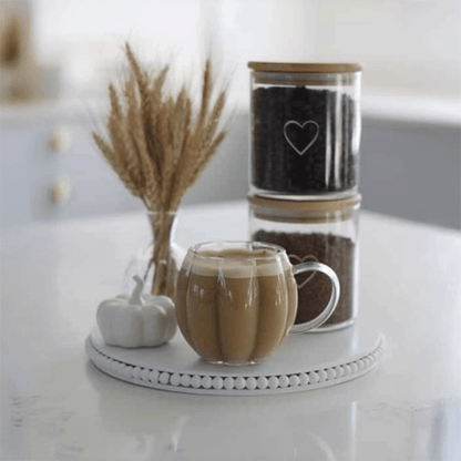 Bal Kabağı Borosilikat Kahve Sunum Bardağı, Isı Dayanıklı Kulplu Bardak (450 ML) Civelek