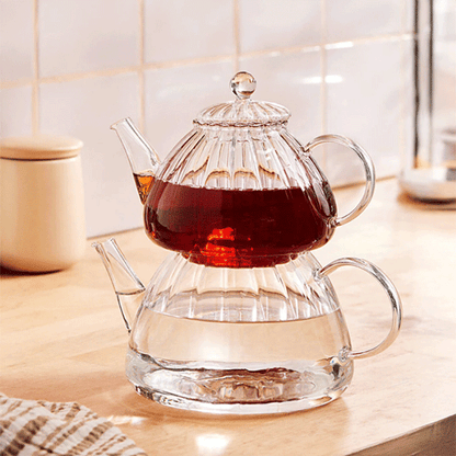 Modern 600 / 1000ml Borosilikat Cam Demlik, Isıya Dayanıklı Cam Kapaklı, Çaydanlık