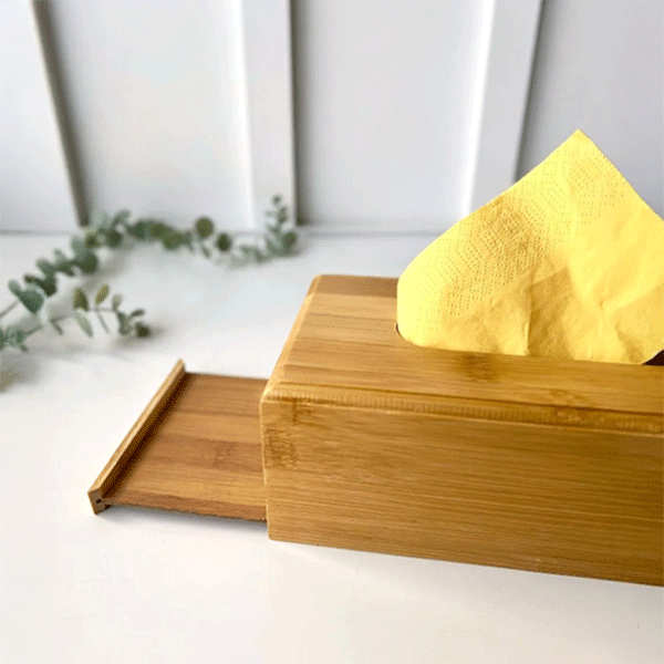 Bambu Peçetelik, 23 cm Masaüstü Peçete Kutusu, Bambu Kağıt Mendil Kutusu