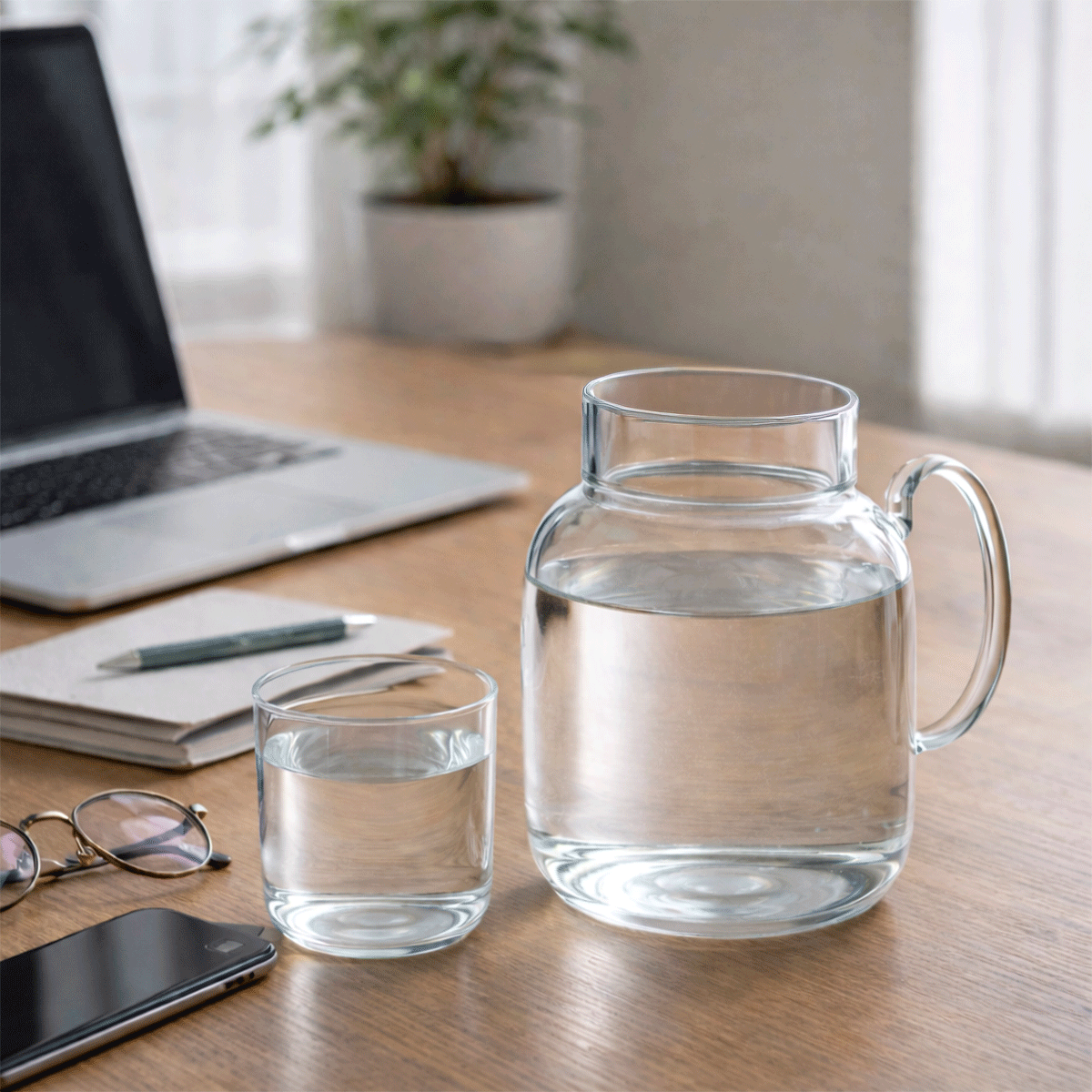 Bardaklı Borosilikat Cam Sürahi Seti – 1.5 Lt | Kulplu, Isıya Dayanıklı, Modern Tasarım