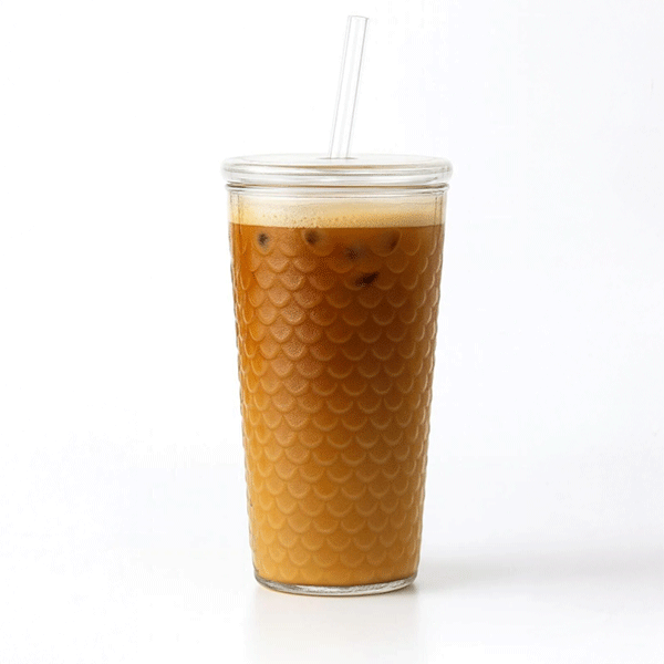 Squama Cam Kapaklı Borosilikat Soğuk Kahve Bardağı – 650 ml