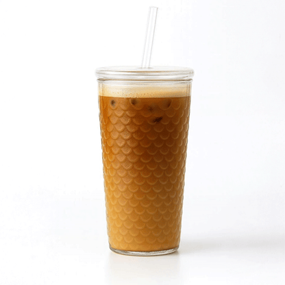 Squama Cam Kapaklı Borosilikat Soğuk Kahve Bardağı – 650 ml