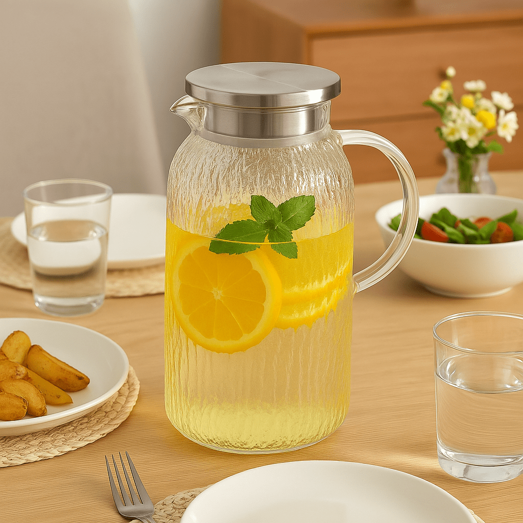 Icejug Cam Sürahi, Demlik, Borosilikat, Süzgeçli - erkugo. dekoratif, işlevsel.