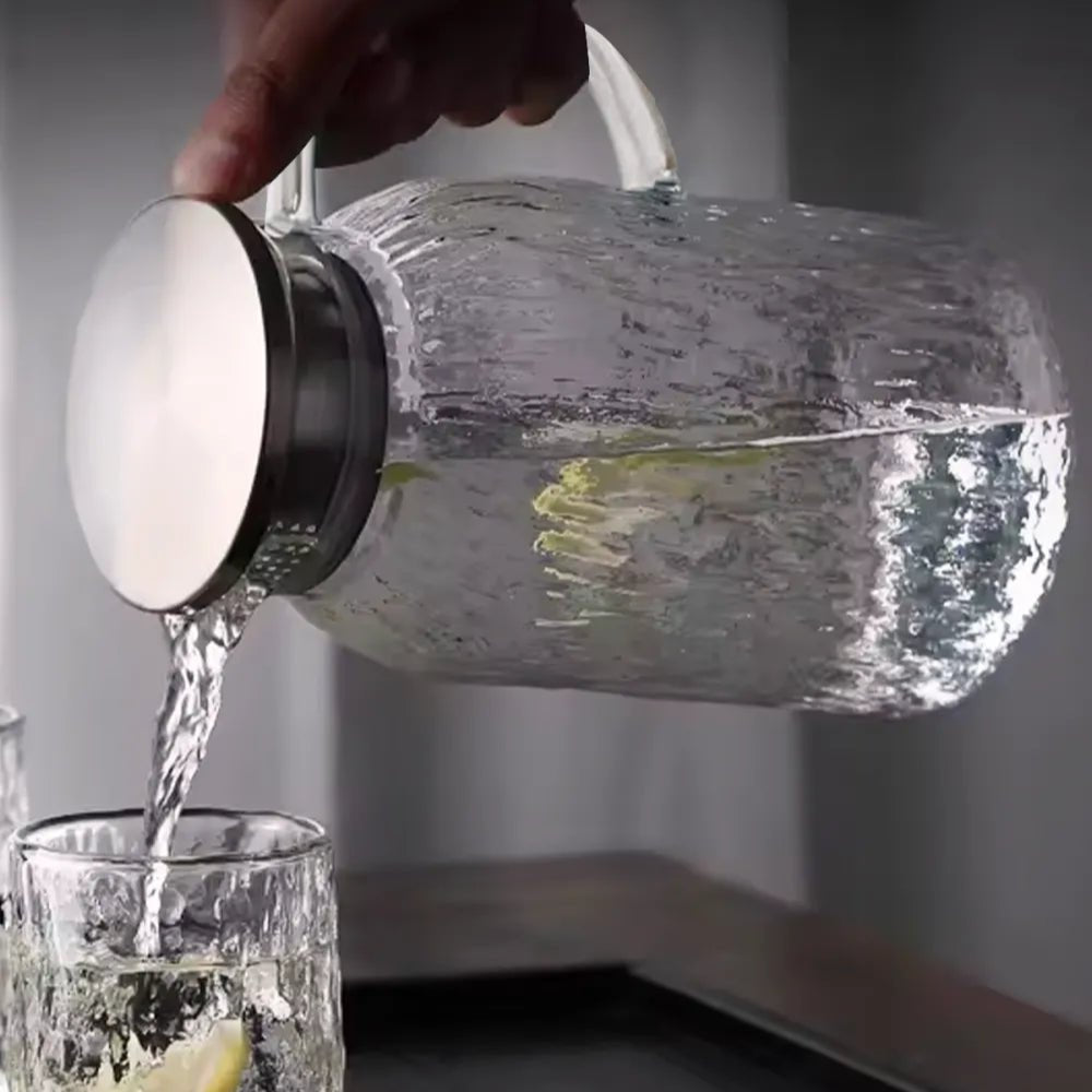 Icejug Cam Sürahi, Demlik, Borosilikat, Süzgeçli - erkugo. dekoratif, işlevsel.