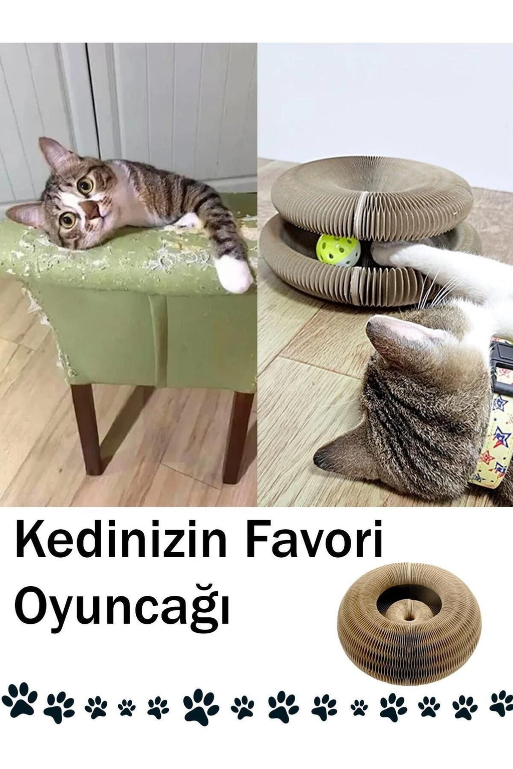 Kedi Tırmalama Oyuncağı – Sihirli Akordeon Kedi Oyuncağı, Çıngıraklı Tırmalama Panosu - erkugo. dekoratif, işlevsel.