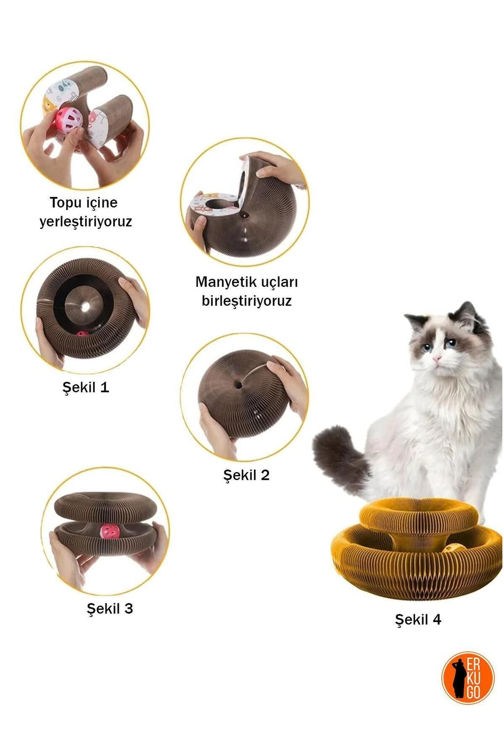 Kedi Tırmalama Oyuncağı – Sihirli Akordeon Kedi Oyuncağı, Çıngıraklı Tırmalama Panosu - erkugo. dekoratif, işlevsel.