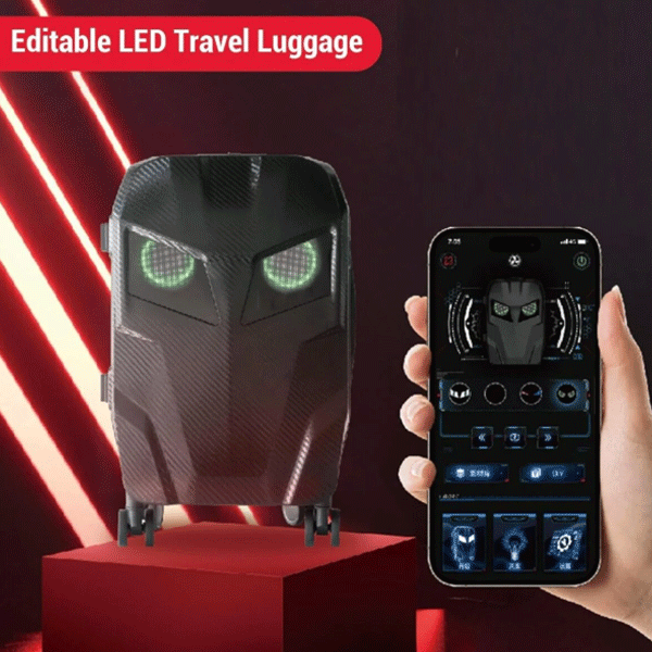 LED Ekranlı Akıllı Valiz – Telefon Kontrollü, Sert , 57 x 37 x 22 cm – Seyahat Valizi - erkugo. dekoratif, işlevsel.