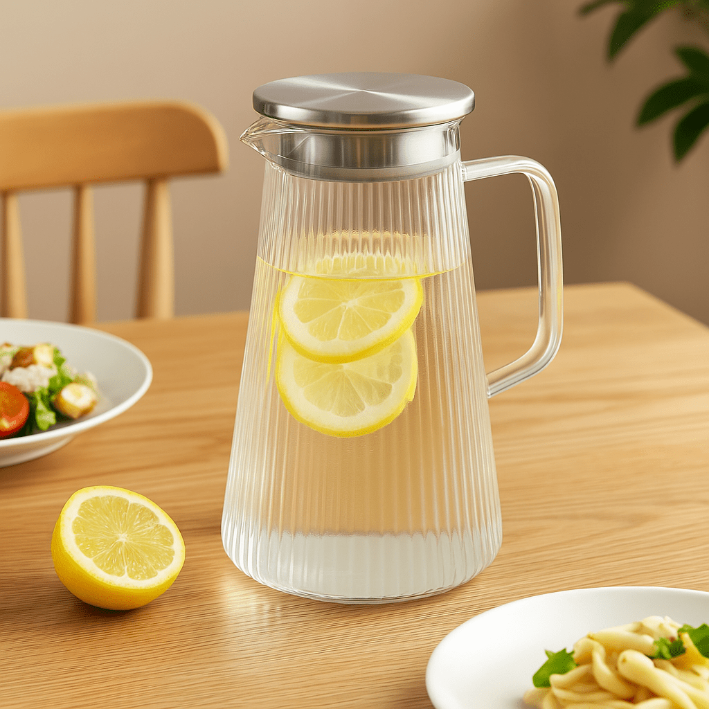 Origami Carafe Cam Sürahi, Demlik, Borosilikat, Süzgeçli - erkugo. dekoratif, işlevsel.
