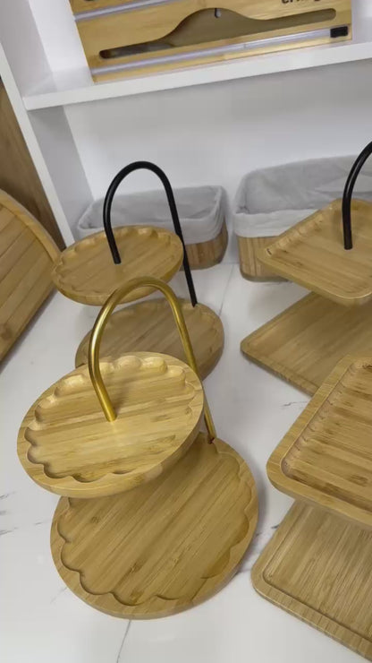 Bambu Luxe Sunum Standı , 2 Katlı, Dekoratif