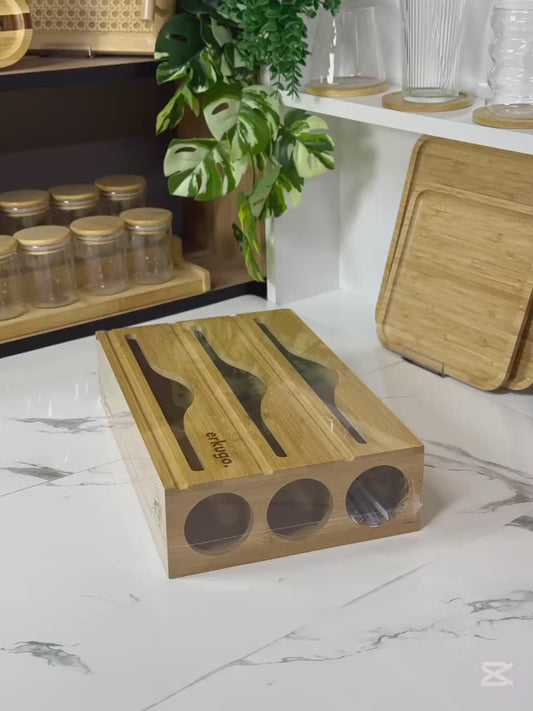 Bambu Rulo Organizer, Streç Film, Alüminyum Folyo, Yağlı Kağıt