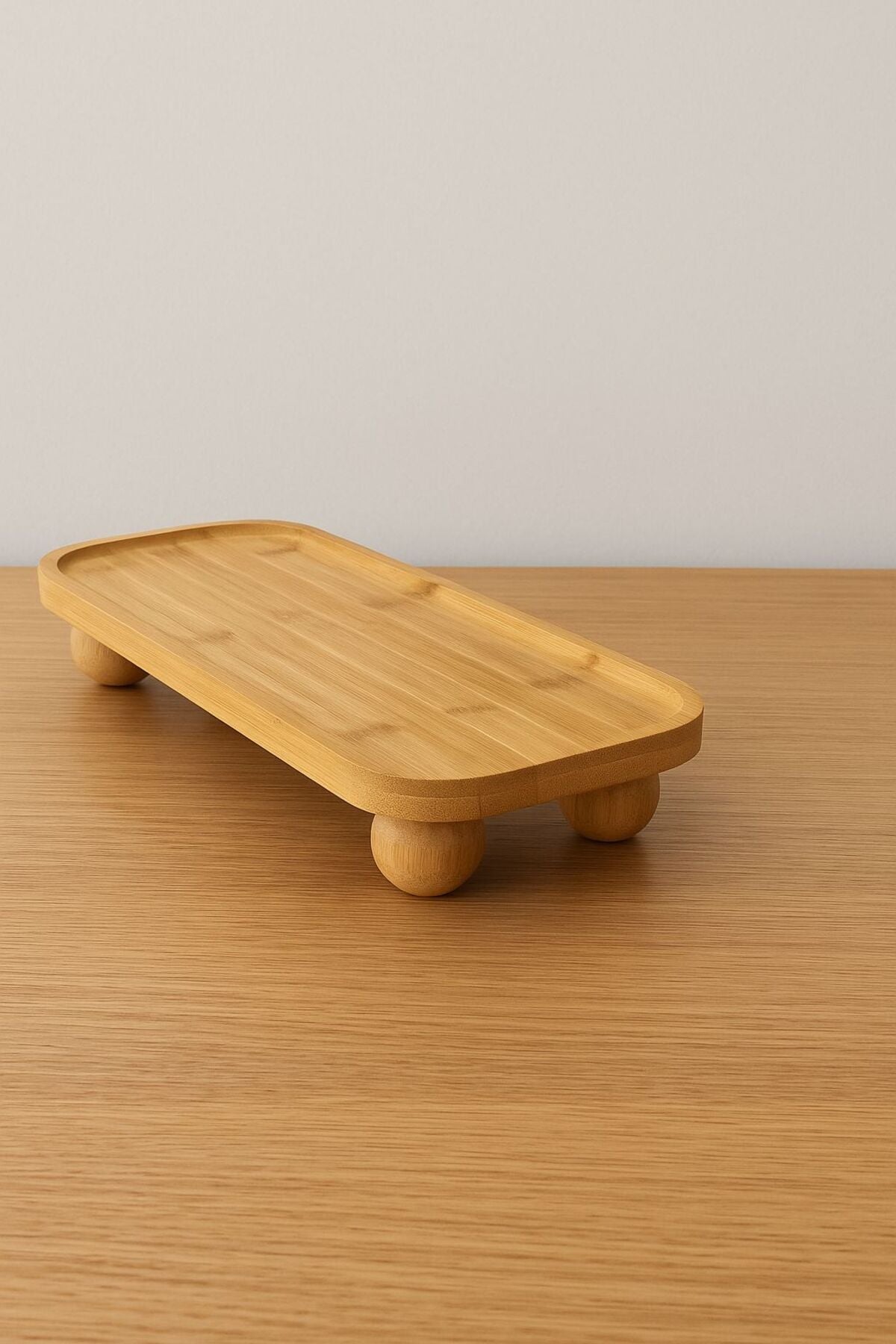 Top Ayaklı Oyuklu Bambu Sunum Standı 15x35cm - erkugo. dekoratif, işlevsel.