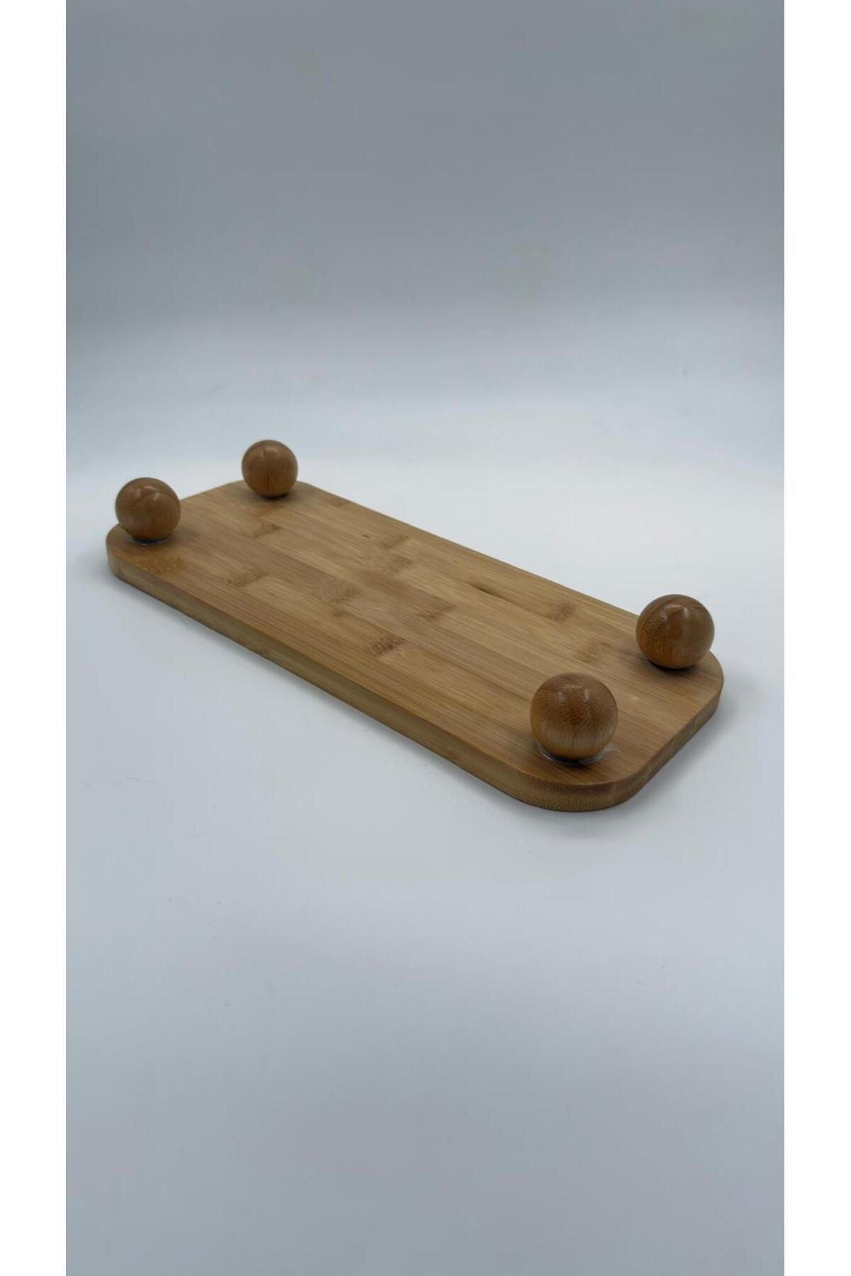Top Ayaklı Oyuklu Bambu Sunum Standı 15x35cm - erkugo. dekoratif, işlevsel.