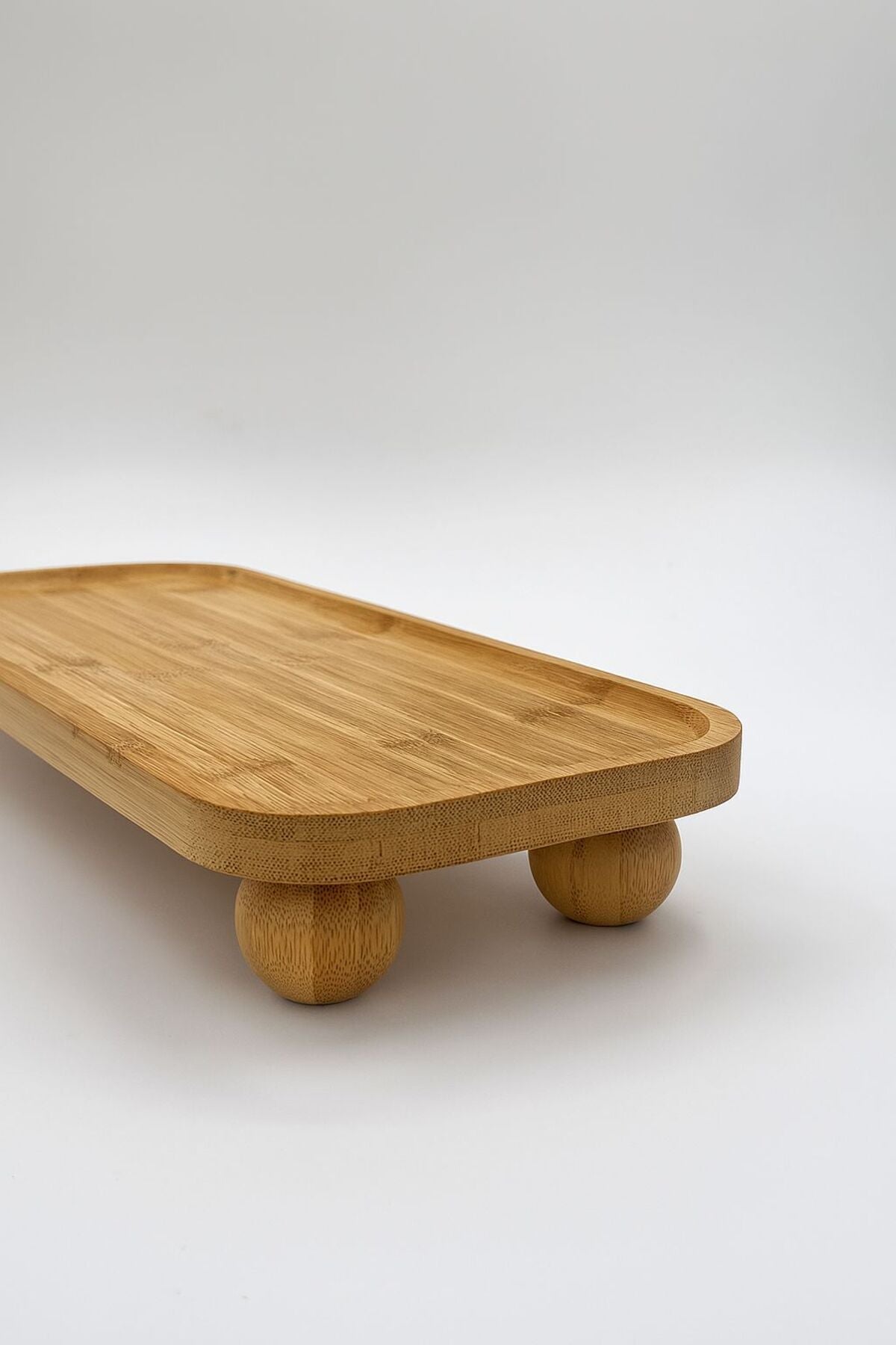Top Ayaklı Oyuklu Bambu Sunum Standı 15x35cm - erkugo. dekoratif, işlevsel.