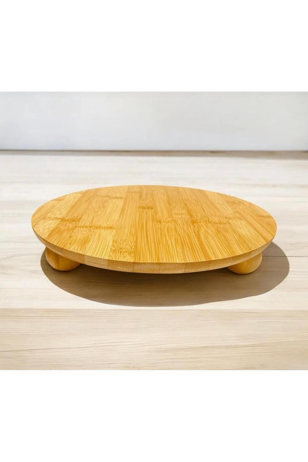 Top Ayaklı Yuvarlak Bambu Stant 29 cm – Doğal ve Şık Sunumluk - erkugo. dekoratif, işlevsel.