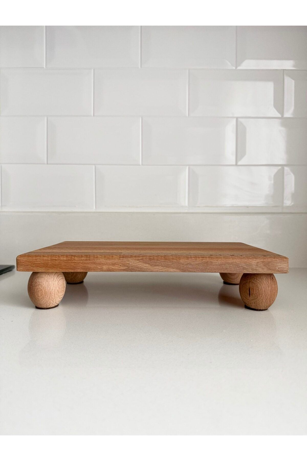 Bambu Top Ayaklı Kare Stant, Bambu Sunumluk (25cm)