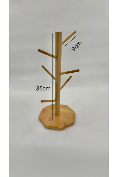 Bambu Fincan Rafı, Bambu Bardaklık (35CM)