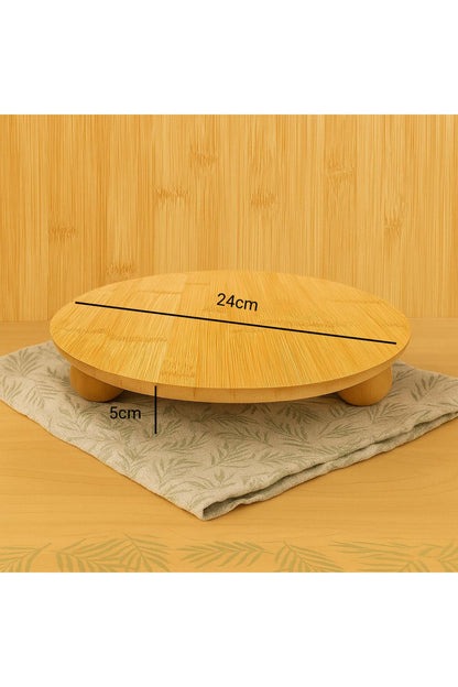Bambu Top Ayaklı Oval Sunum Standı, Yuvarlak Sunum Tabağı (24CM)