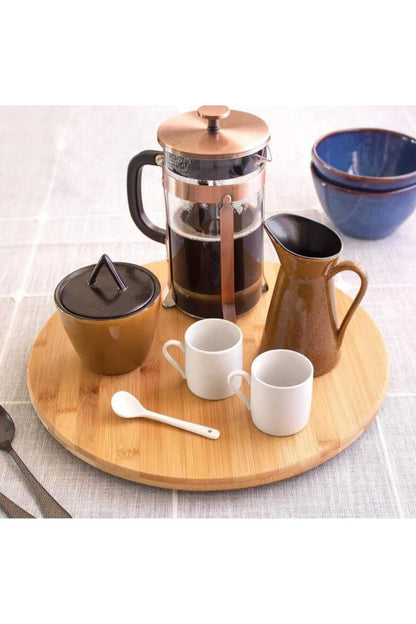 Bambu Dekoratif Yuvarlak Sunum Tabağı, 360 Derece Dönebilen Servis Tabağı, (30 X 30 cm)