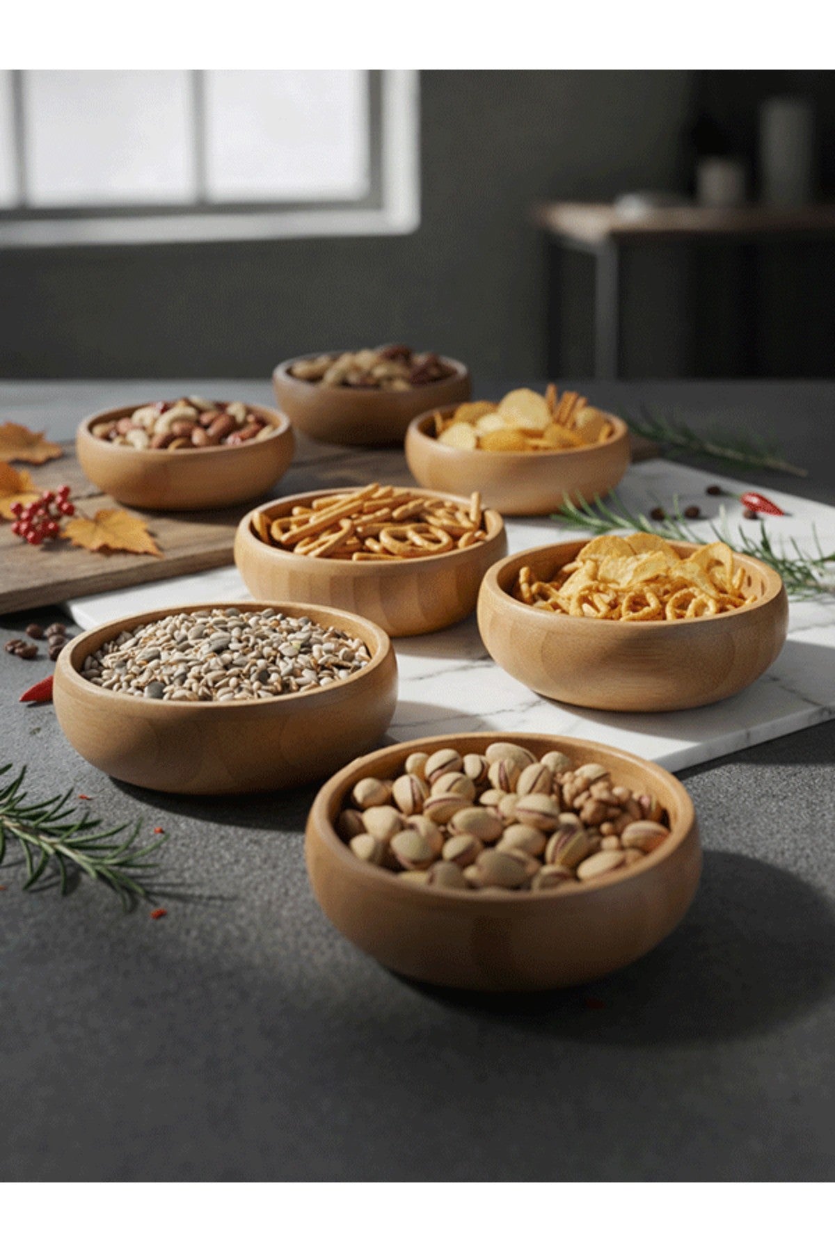 3’lü Bambu Oval Kase Seti – Doğal Bambu Sunum Kasesi, Şık ve Dayanıklı Servis Seti