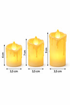 3'lü Gold Eriyen Görünümlü LED Mum Seti - 3,5cm Çap