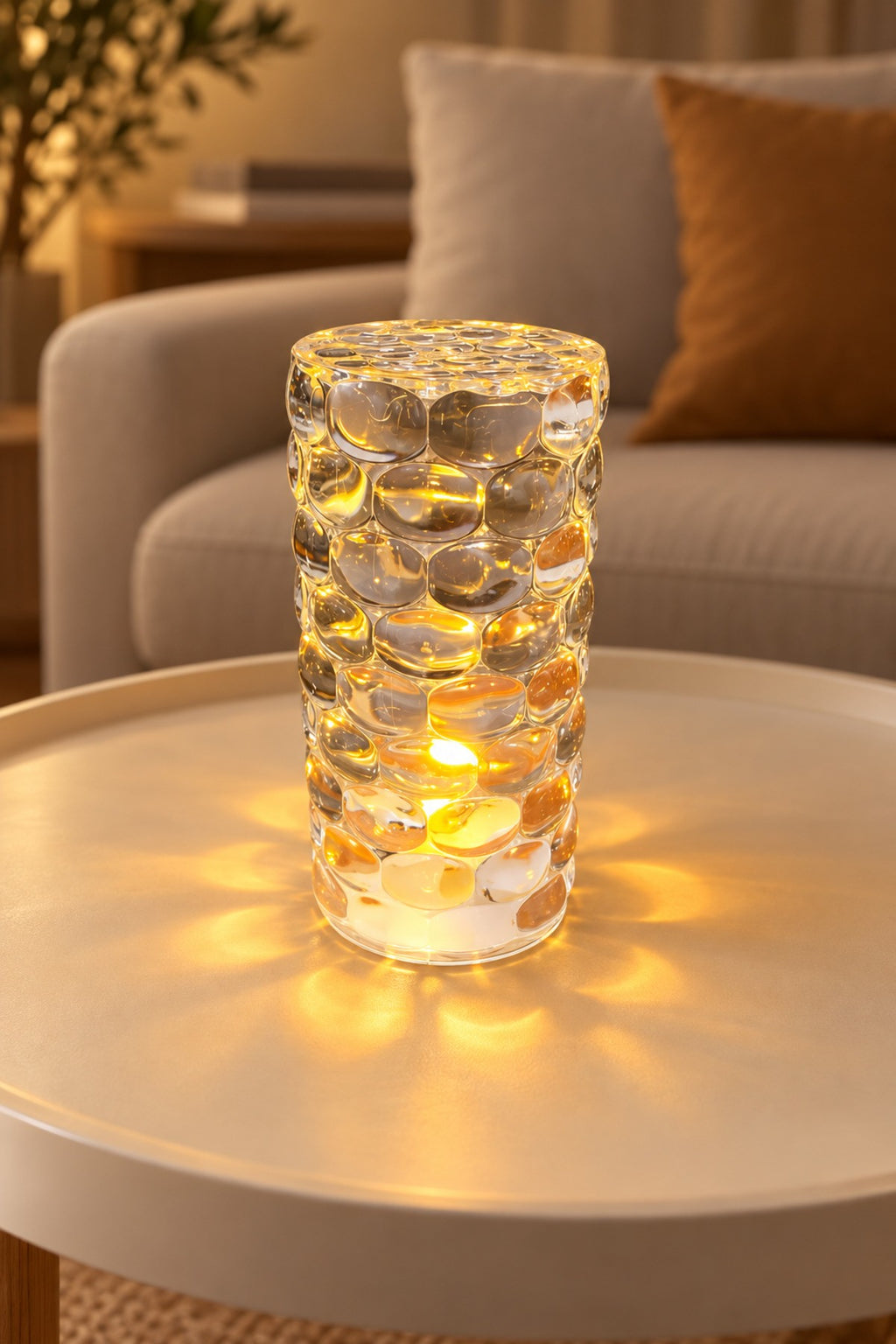 Damla Kristal Görünümlü LED Mum, 5,5 cm çapı ve 12 cm yükseklik