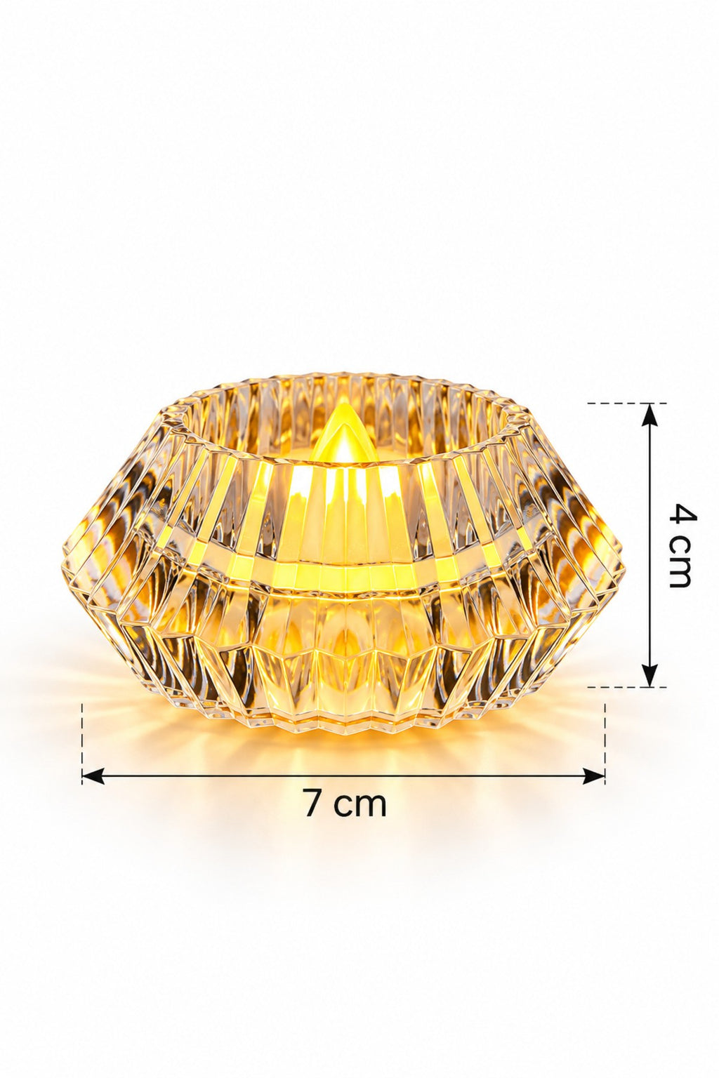 2 Adet Oval Küçük LED Mum 7 x 4 cm Pilli Işıklı Dekoratif Mum, Kristal Görünümlü Şeffaf Mini Masa Mumu