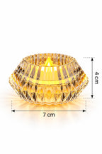 2 Adet Oval Küçük LED Mum 7 x 4 cm Pilli Işıklı Dekoratif Mum, Kristal Görünümlü Şeffaf Mini Masa Mumu