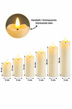 6’lı LED Mum Seti 8-11-12-14-16-18 cm x 5 cm Pilli