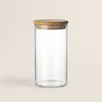 Vakumlu Bambu Kapaklı Cam Kavanoz 850 ml – 8x18 cm King Boy - erkugo. dekoratif, işlevsel.