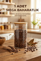 Vakumlu Bambu Kapaklı Mega Cam Saklama Kabı 650 ml - erkugo. dekoratif, işlevsel.